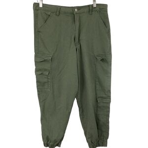 Kreamy Green Cargo Jogger Pants Size XL Stretch Utility Style Comfy Hiking